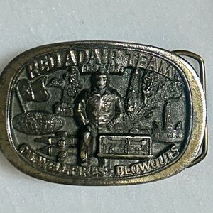 Red Adair Team Oil Well Fires Blowouts 25th Anniversary ~ Gold Metal Belt Buckle
